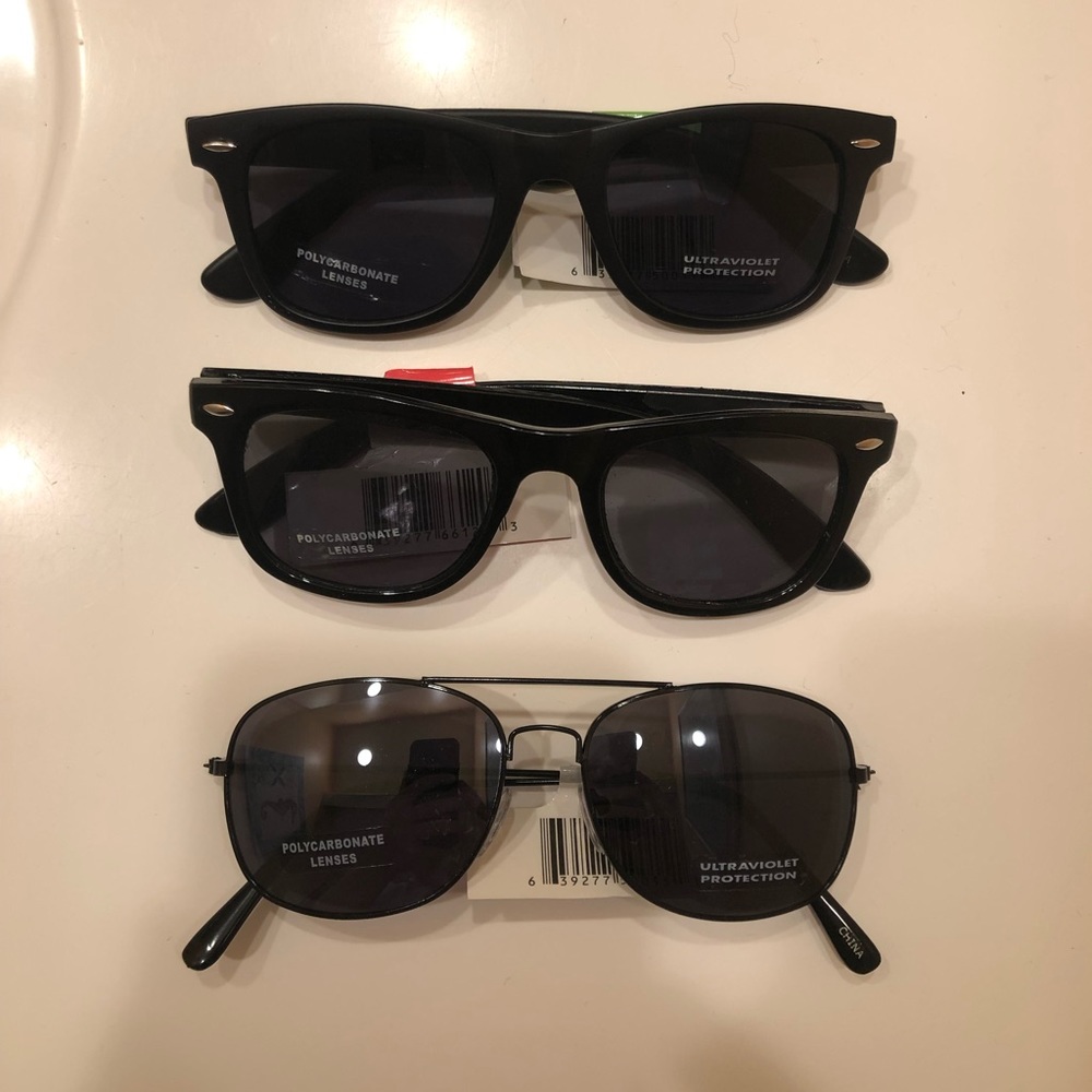 Three brand new pairs unisex sunglasses